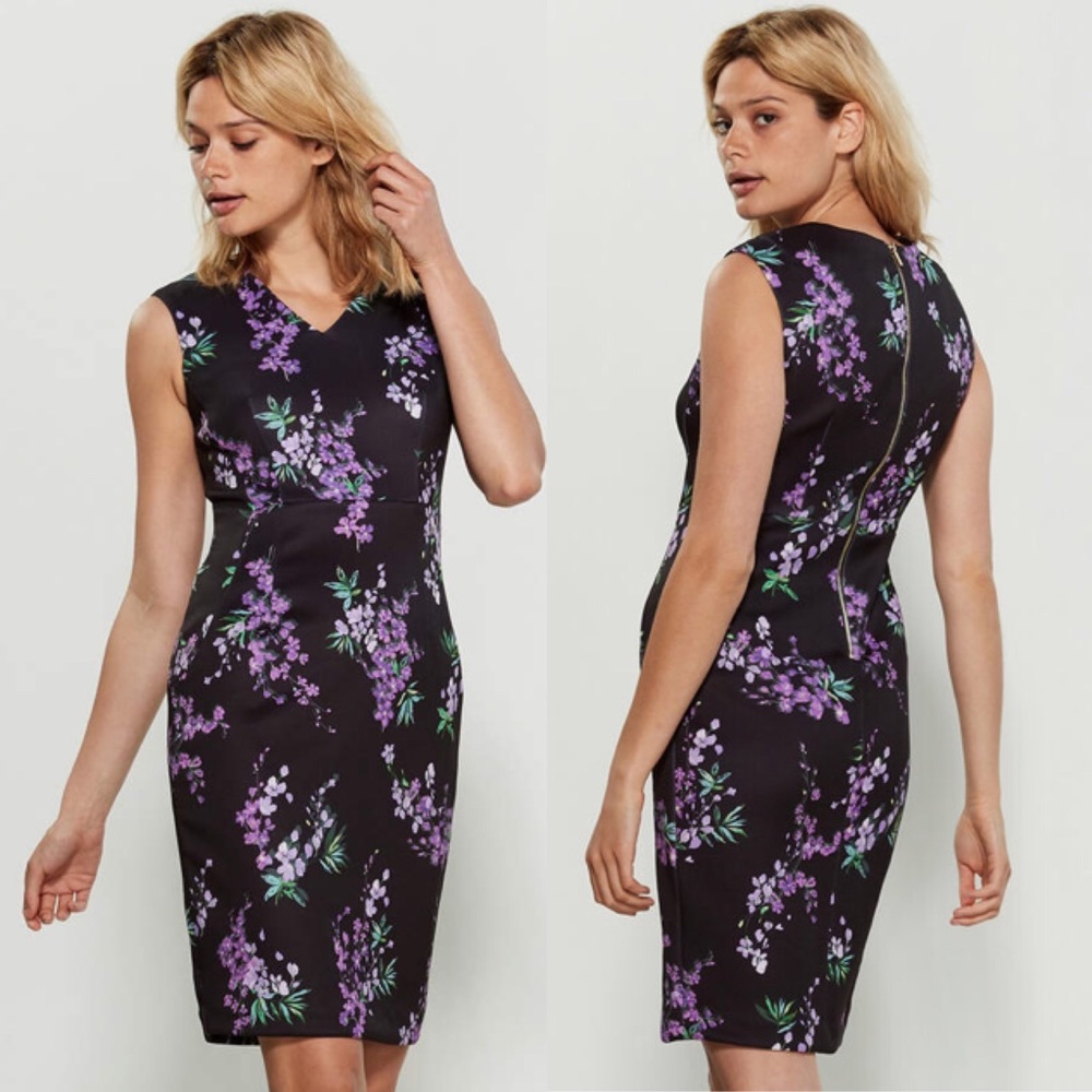 NWT T Tahari Lilac Blossom Sheath Dress